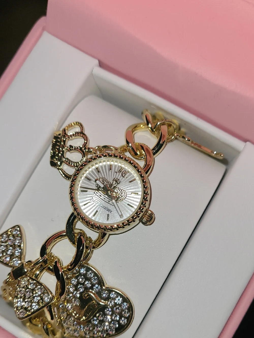 Juicy Couture Gold-Tone Charm Bracelet Watch